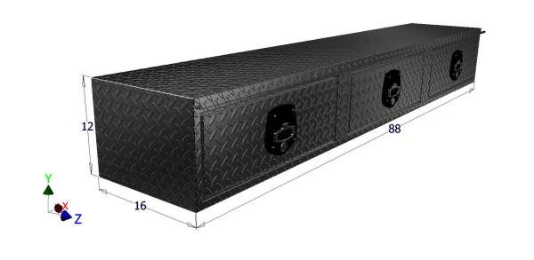 Unique Truck Accessories - Unique Truck Accessories 16" x 12" x 88"L Stake Bed TopSider w/ 3 drawers; Black Texture Coat  HTD88-BT