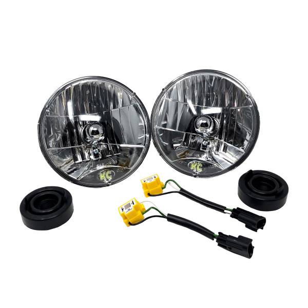 KC HiLiTES - 7" Headlight - H4 Halogen - 2-Lights - 55W / 60W DOT Headlight - for 07-18 Jeep JK