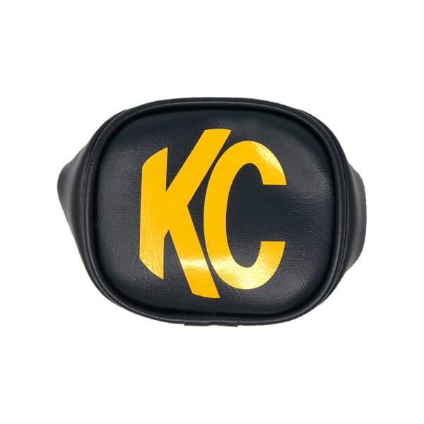 KC HiLiTES - 3" Soft Vinyl Cover - Round - Pair - Black / Yellow KC Logo