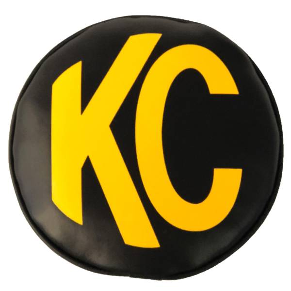 KC HiLiTES - 8" Light Cover - Soft Vinyl - Pair - Black / Yellow KC Logo