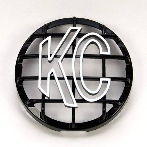 KC HiLiTES - 6” Stone Guard - ABS Plastic - Black / White KC Logo