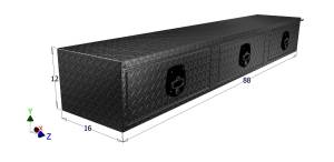 Unique Truck Accessories 16" x 12" x 88"L Stake Bed TopSider w/ 3 drawers; Black Texture Coat  HTD88-BT