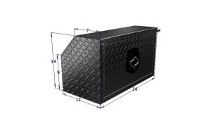 Unique Truck Accessories 12" x 14" x 24"L HD Under Body, .100 thick diamond, drop down door, Black Text HUB141224A-BT