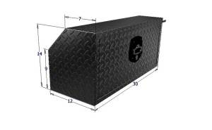 Unique Truck Accessories 12" x 14" x 30"L HD Under Body, .100 thick diamond, drop down door, Black Text HUB141230A-BT