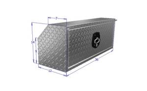 Unique Truck Accessories 12" x 14" x 36"L HD Under Body, .100 thick diamond, drop down door, Black Text HUB141236A-BT
